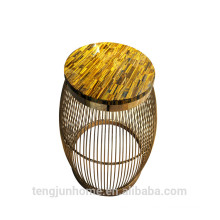 CANOSA желтый тигровый глаз с золотым журнальным столиком из нержавеющей стали
